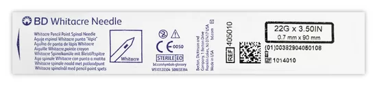 Aguja Espinal Whitacre 22G x 3 1/2"